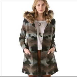 BB Dakota Aztec fur hooded coat